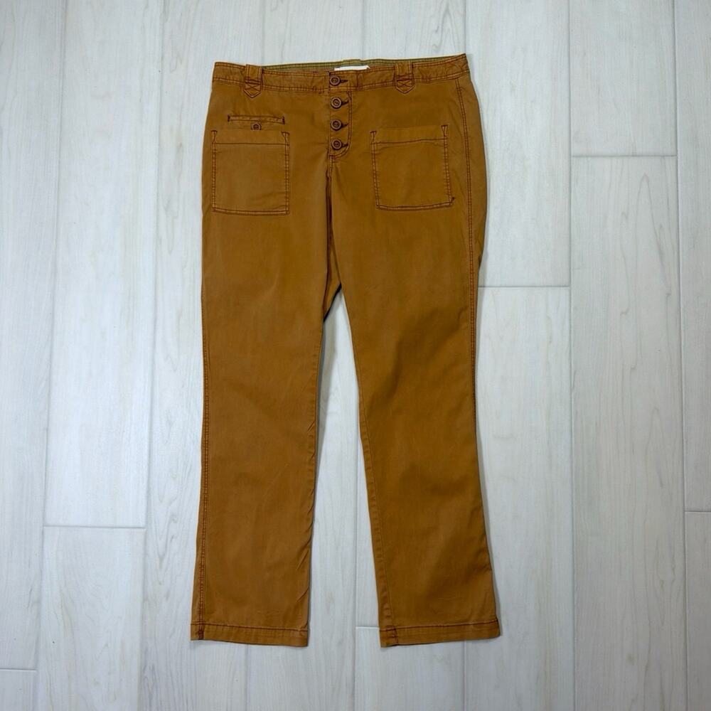 Anthropologie Hei Hei Khaki Chino Pants Camel Brown Button Fly Utility Size 12
